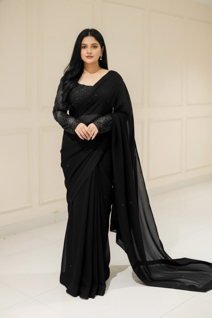 Fancy Sequence Embroidered Saree