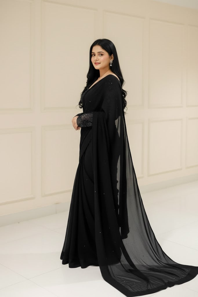 Fancy Sequence Embroidered Saree