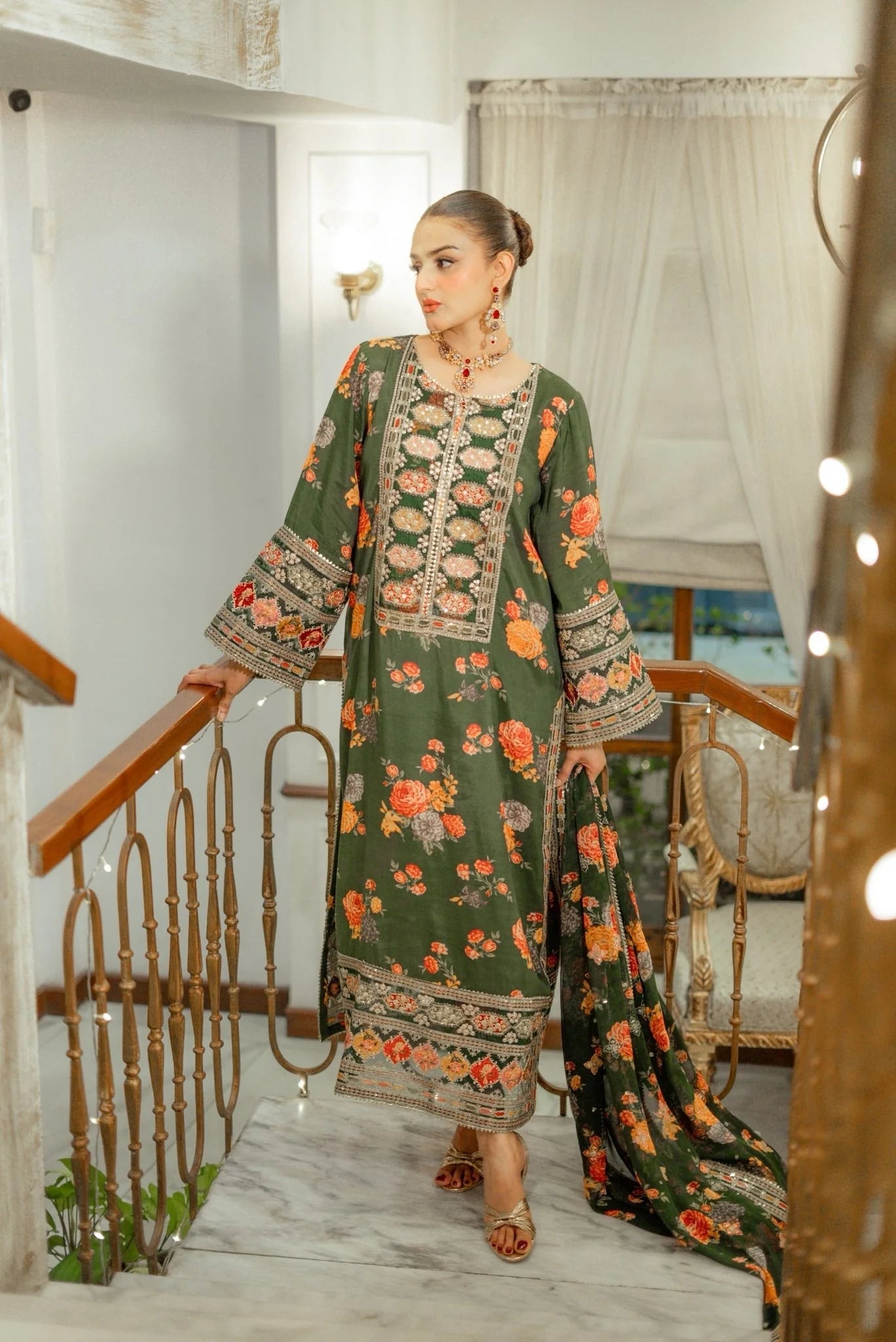 Luxury Silk Emb Collection Digital Printed 3 Piece