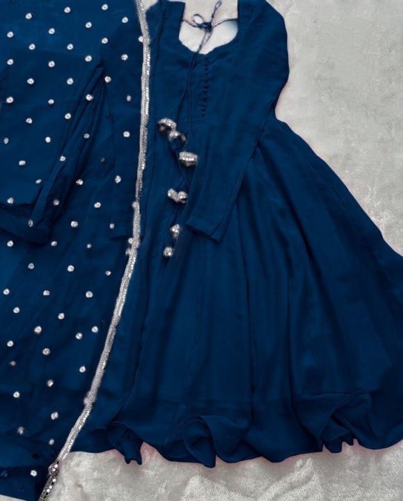 Stitched Chiffon 3 pcs MAXI Dress With Lace Work Dupatta