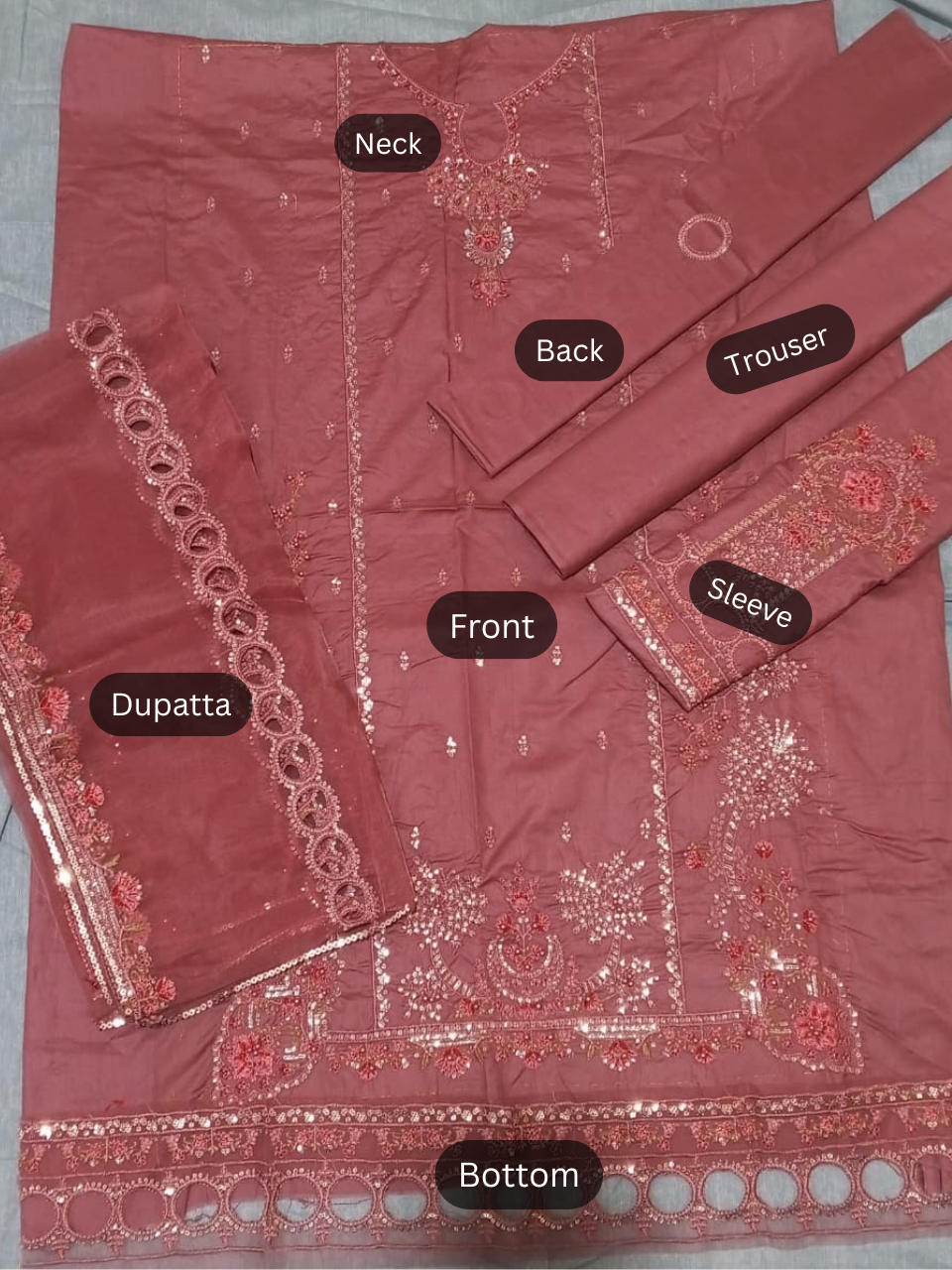 Luxury Cotton Embroidered 3PC Unstitched Suit with Fancy Chiffon Dupatta