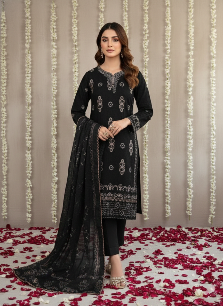 Unstitched Classic Wear Cotton 3-Piece Suit for Women