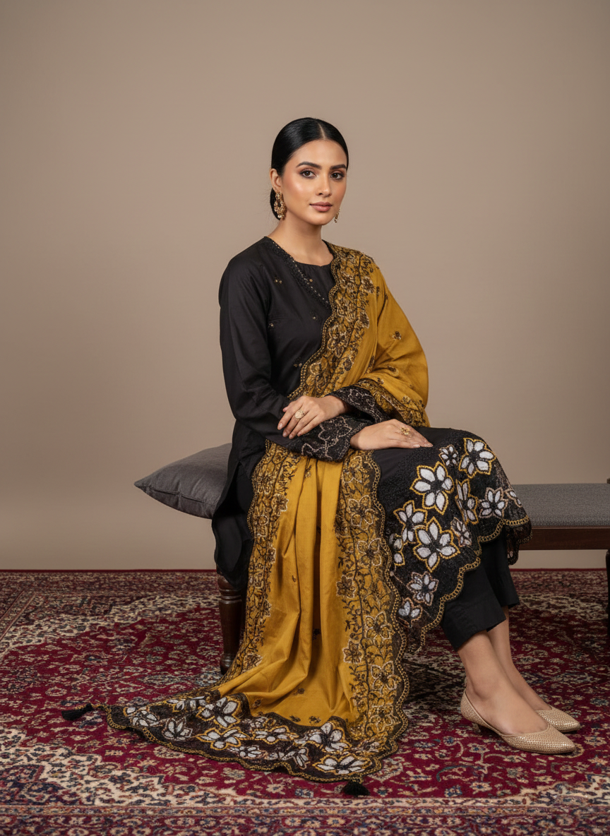 Embroidered Cotton 3PC Unstitched Ladies Suit