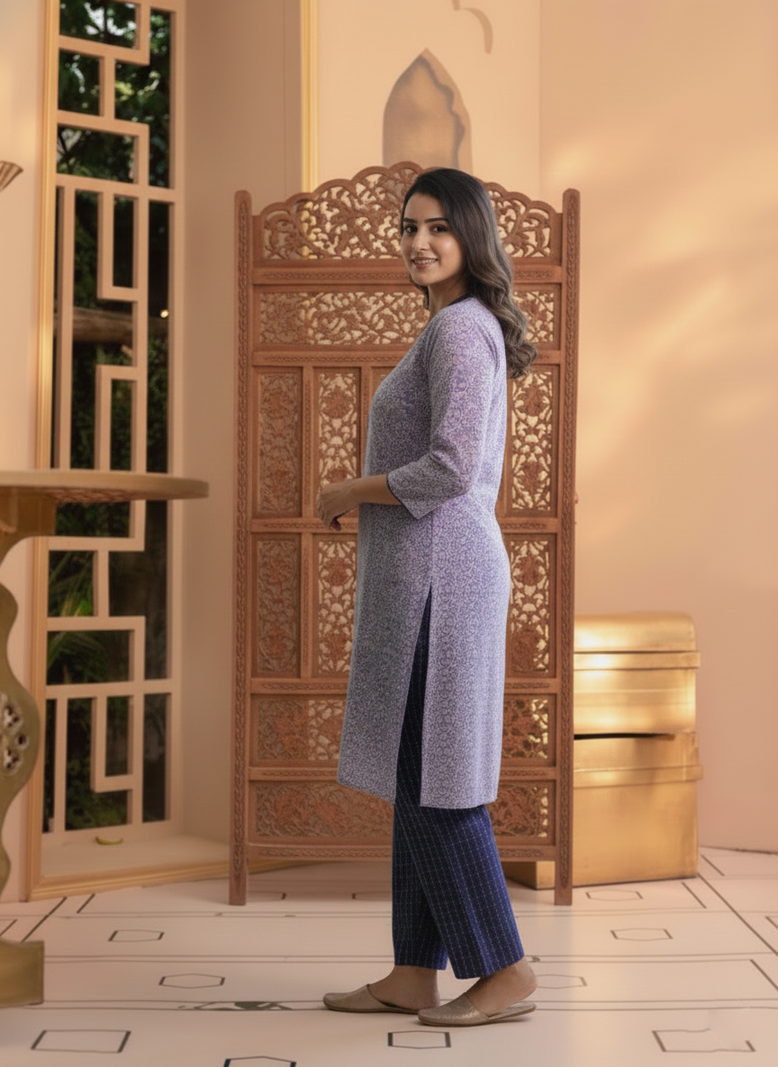 Ready-to-Wear 2-Piece Printed Kurta and Pants Set