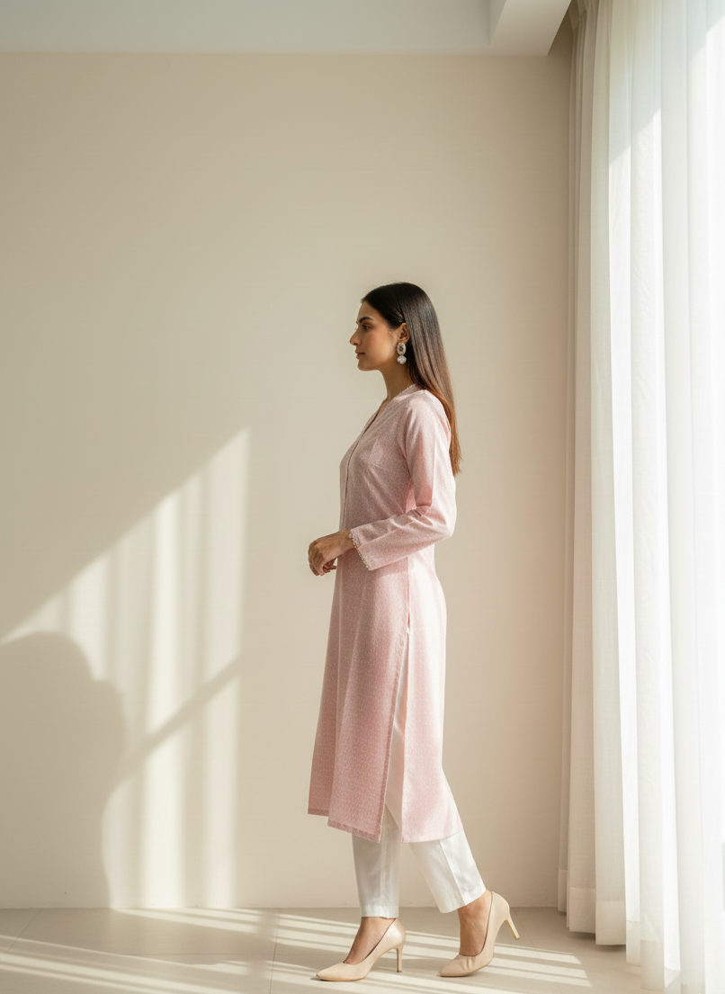 Everyday Essential Pink & White Cambric Two-Piece Suit