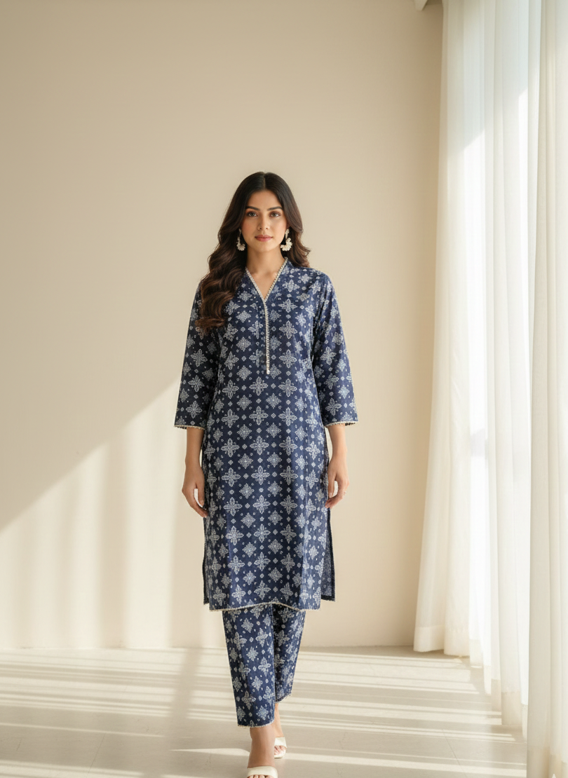 Printed Cambric 2-Piece Suit for Women