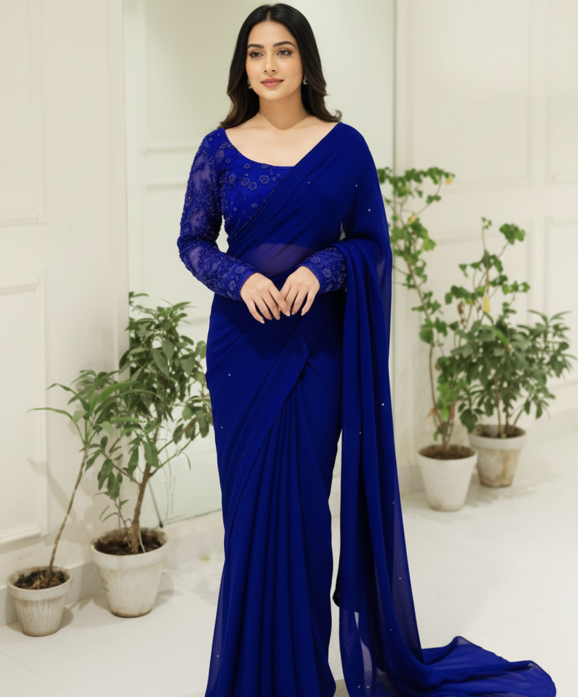 Fancy Sequence Embroidered Saree