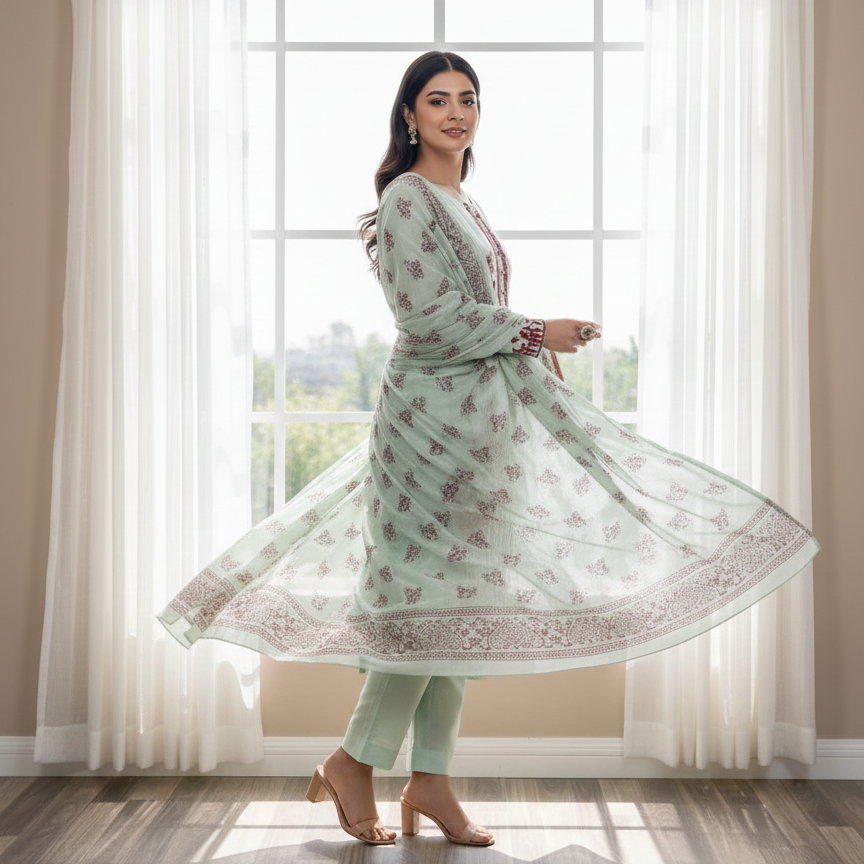 Printed 3pc Khaddar Suit