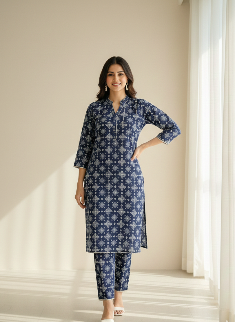 Printed Cambric 2-Piece Suit for Women