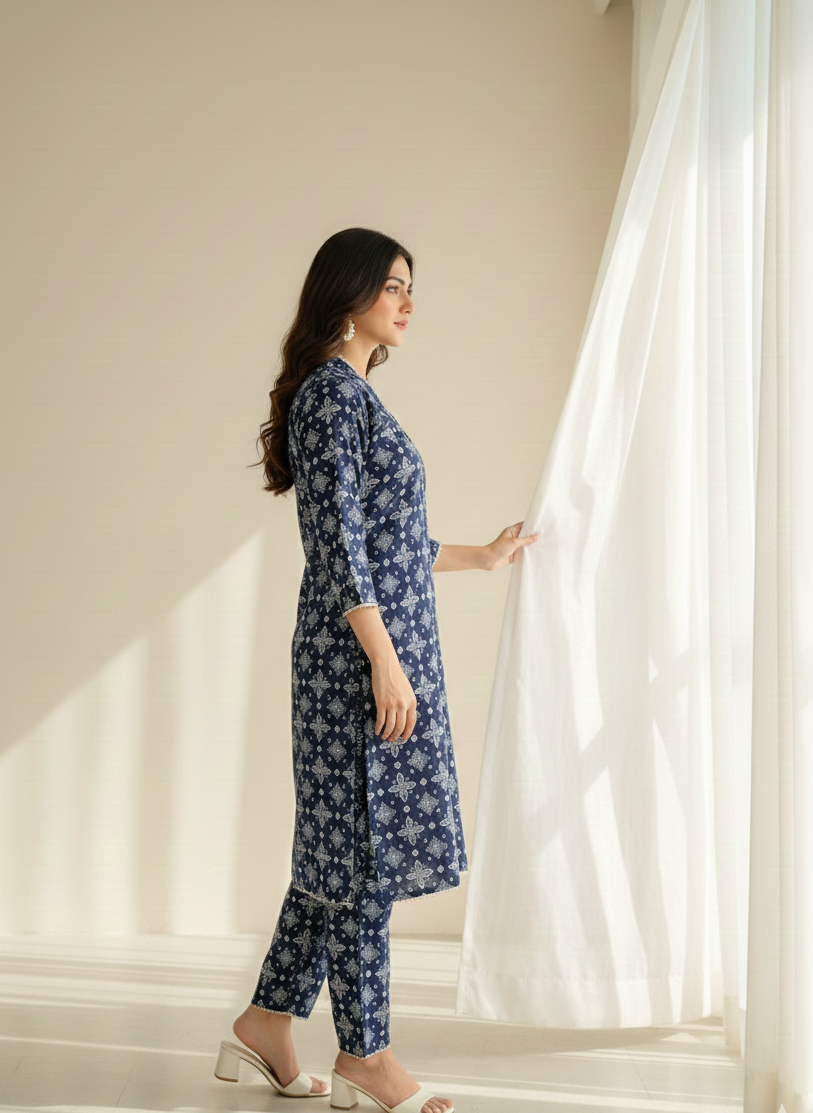 Printed Cambric 2-Piece Suit for Women