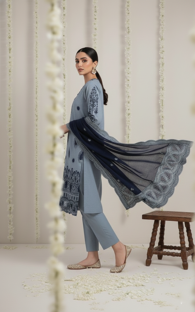 Unstitched Cotton Comfort 3-Piece Ladies Fabric Suit