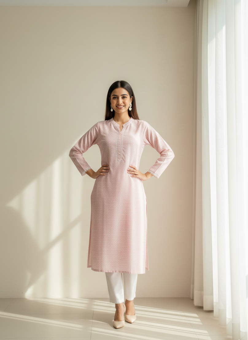 Everyday Essential Pink & White Cambric Two-Piece Suit