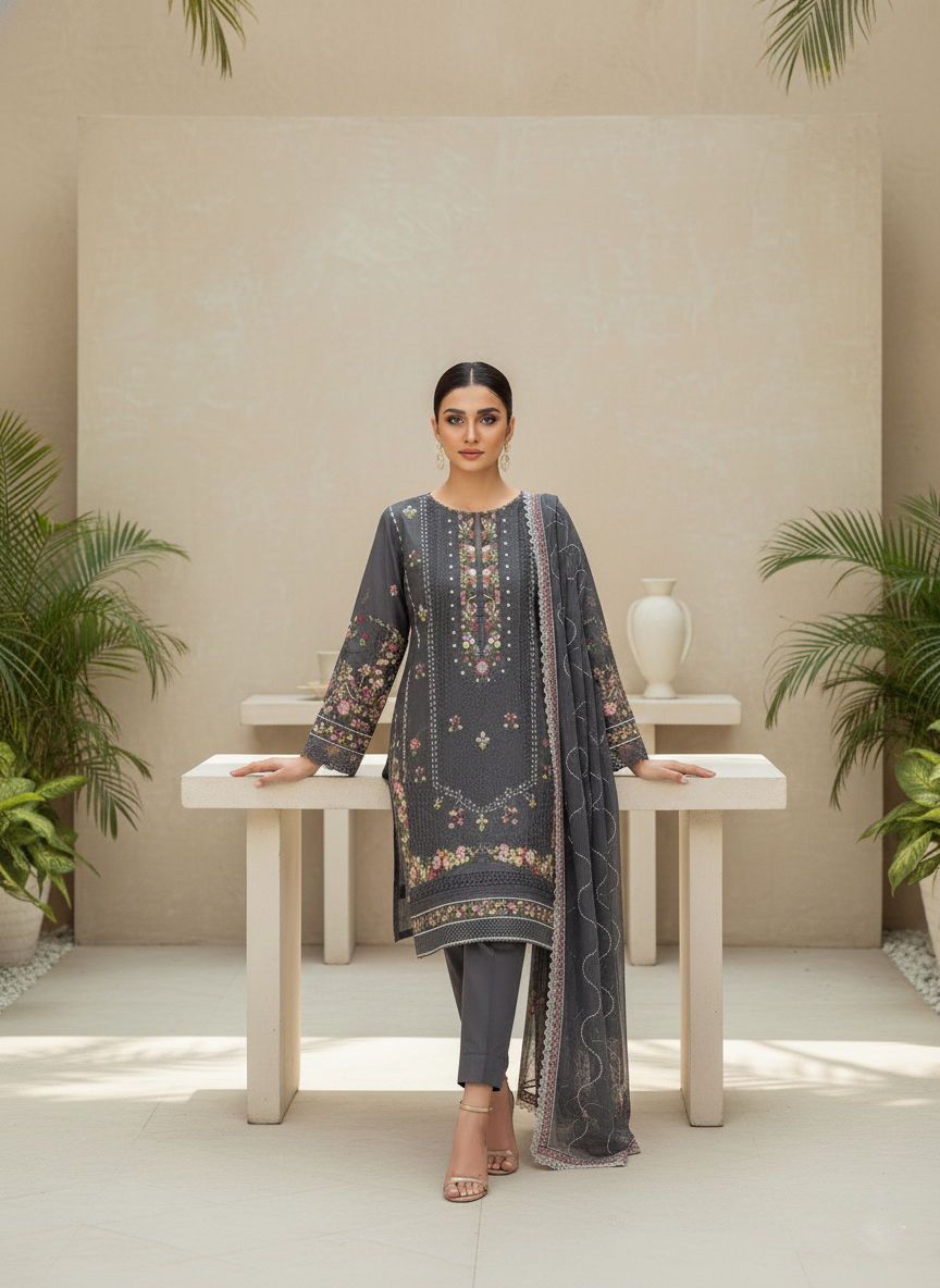 Everyday Elegance Cotton 3-Piece Ladies Suit