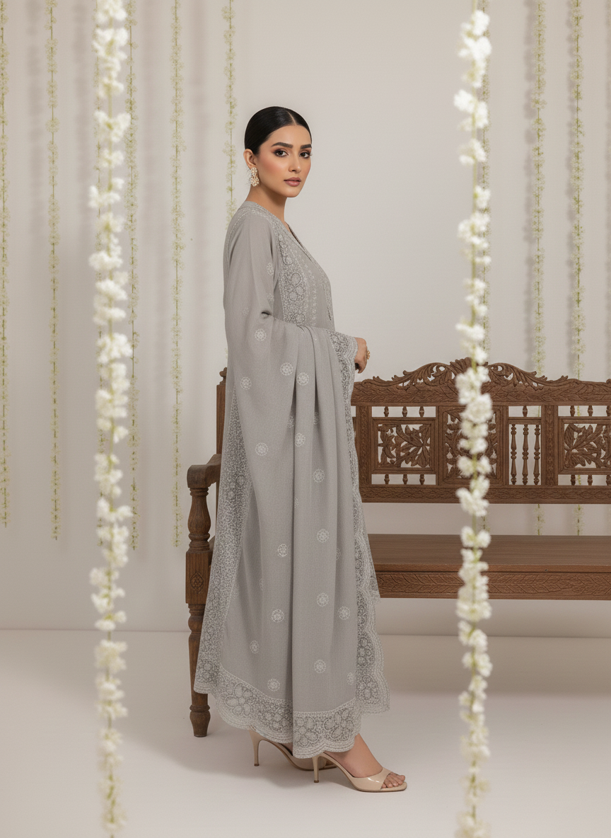 Elegant Cotton 3-Piece Ladies Suit with Chiffon Dupatta