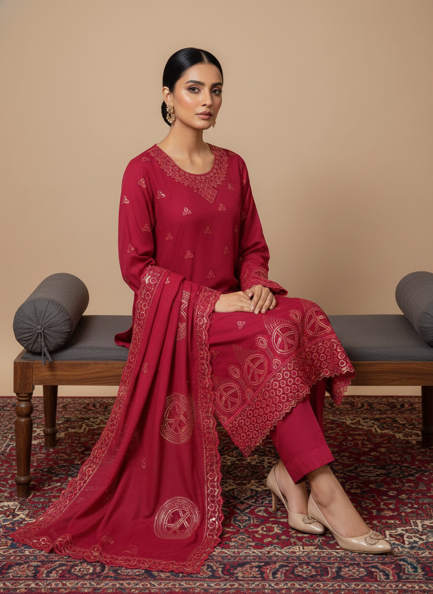 Unstitched Everyday Cotton 3-Piece Ladies Suit