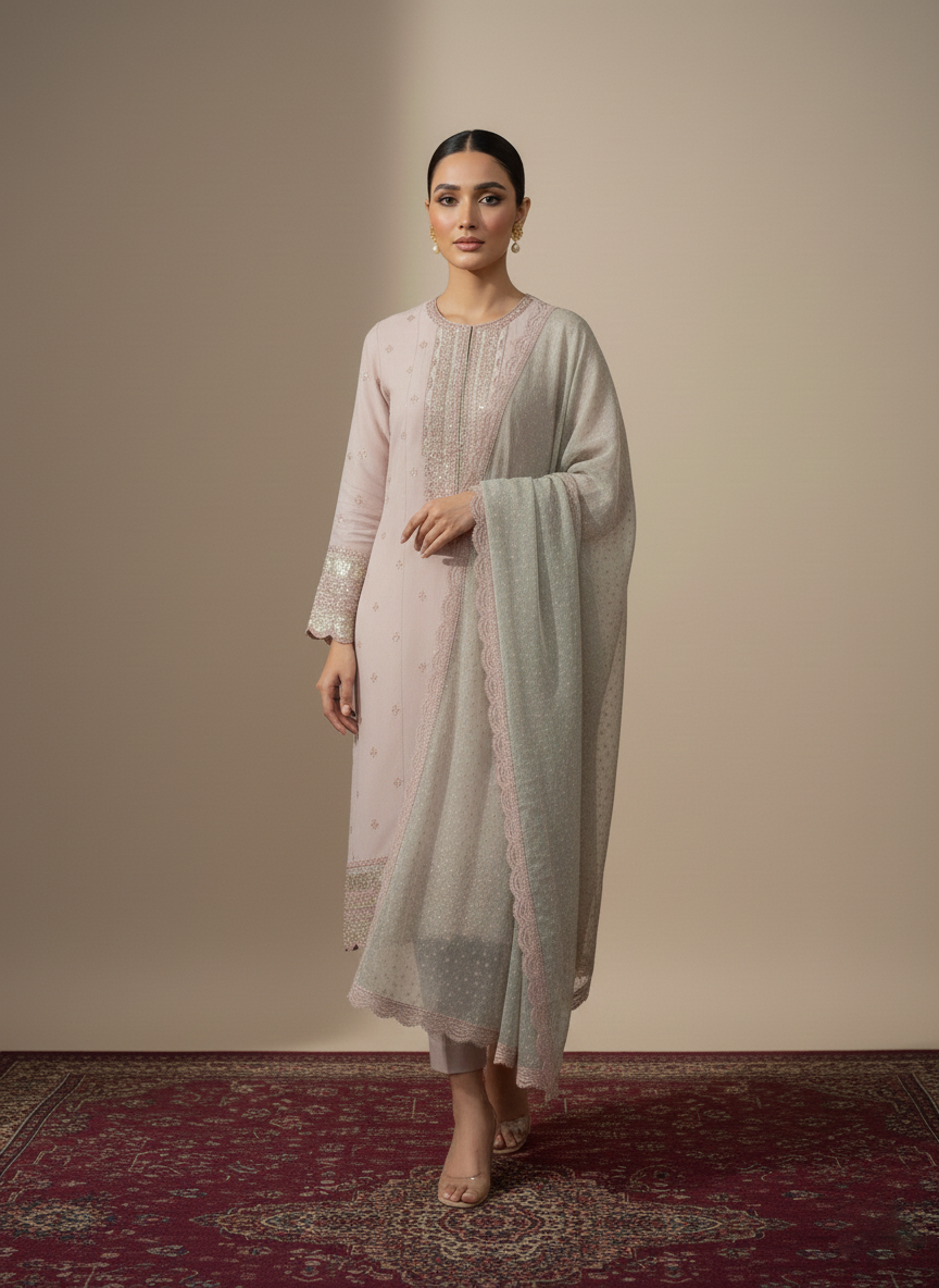 Desi Charm Unstitched 3-Piece Ladies Suit