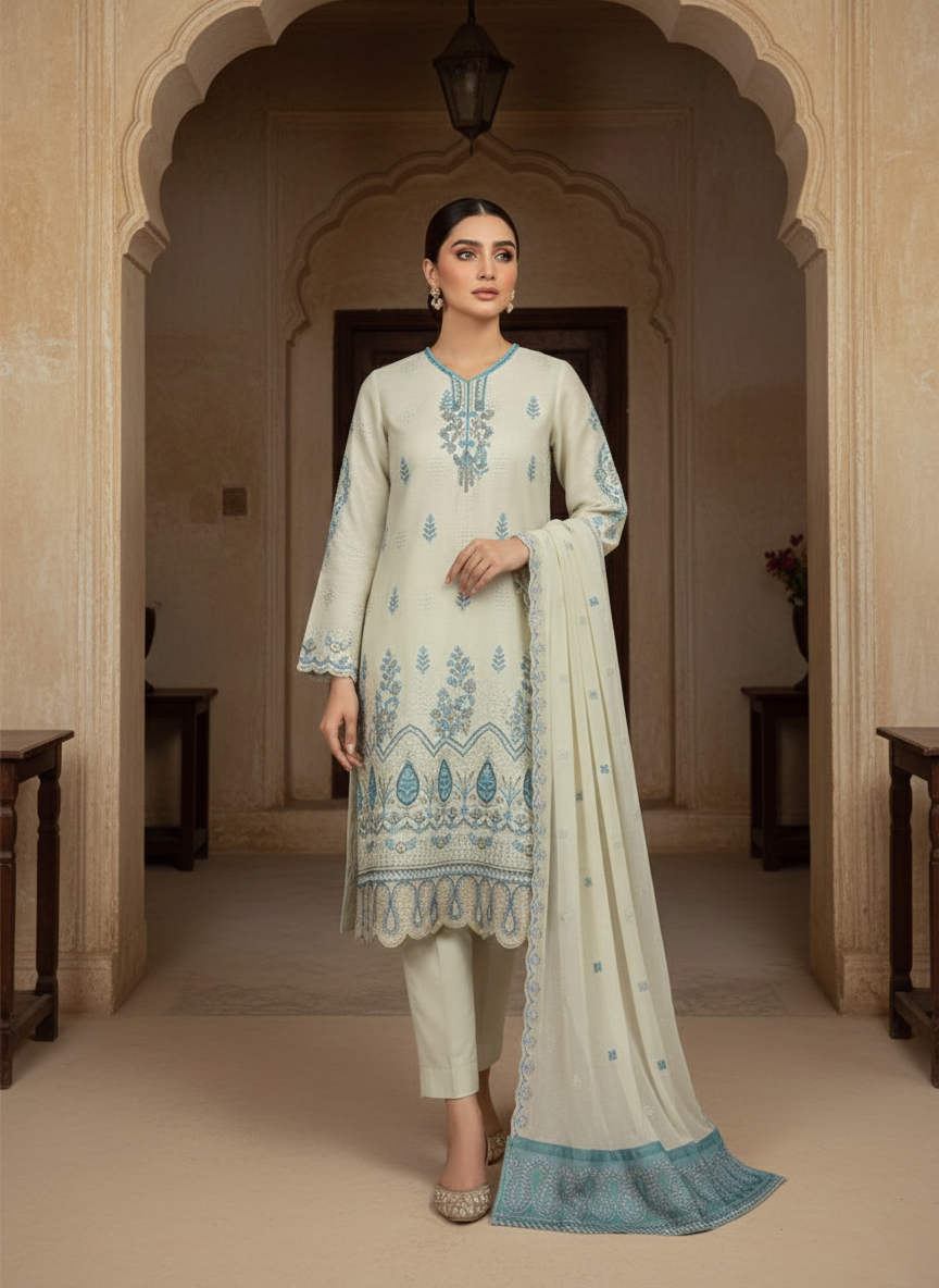 Traditional Desi Unstitched 3-Piece Suit