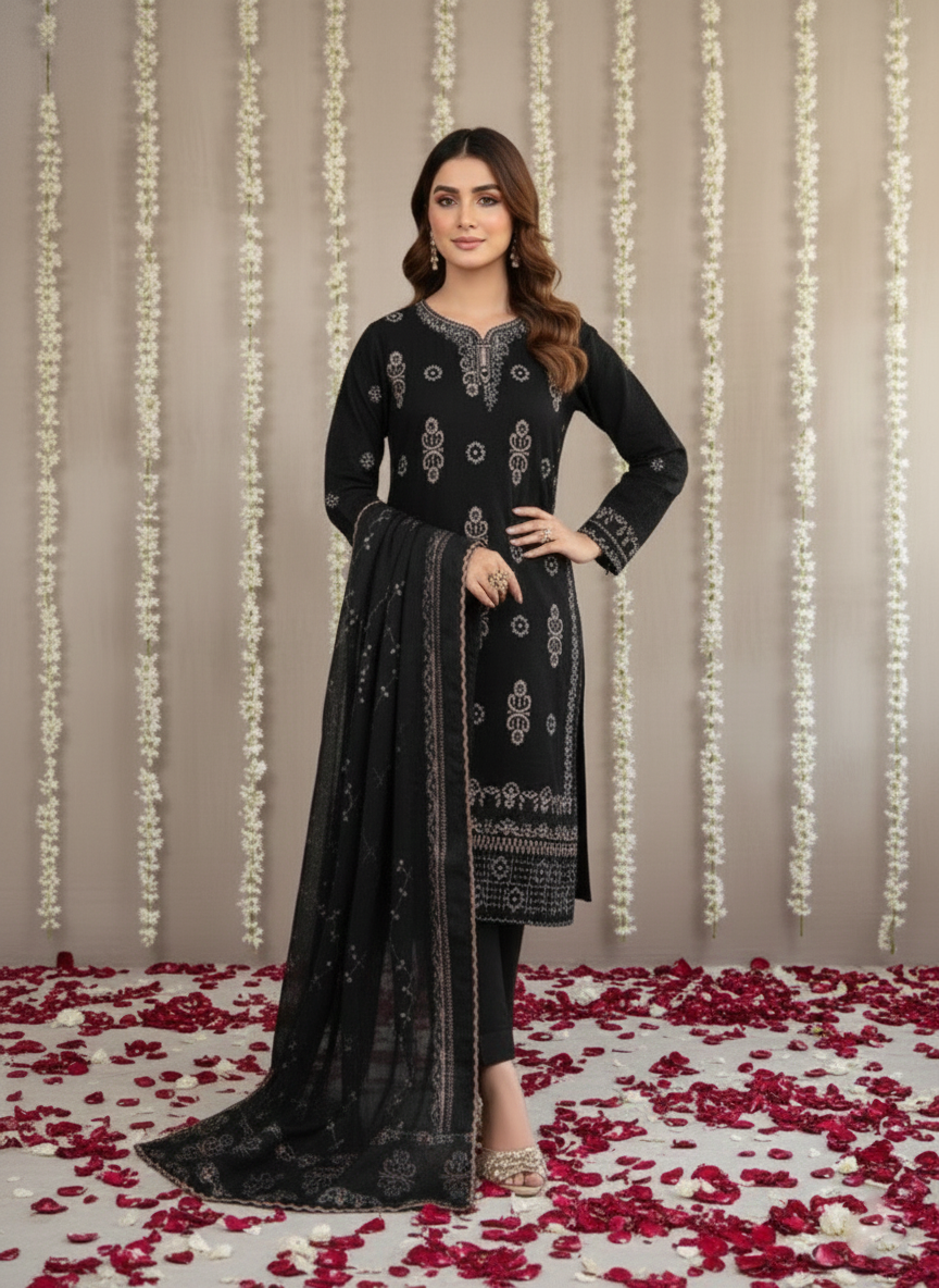 Unstitched Classic Wear Cotton 3-Piece Suit for Women