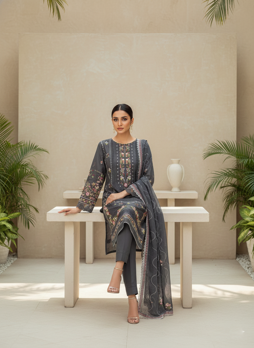 Everyday Elegance Cotton 3-Piece Ladies Suit