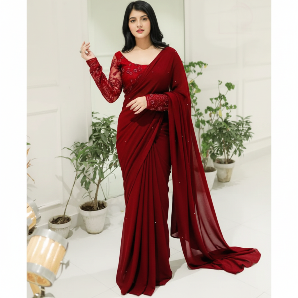 Fancy Sequence Embroidered Saree