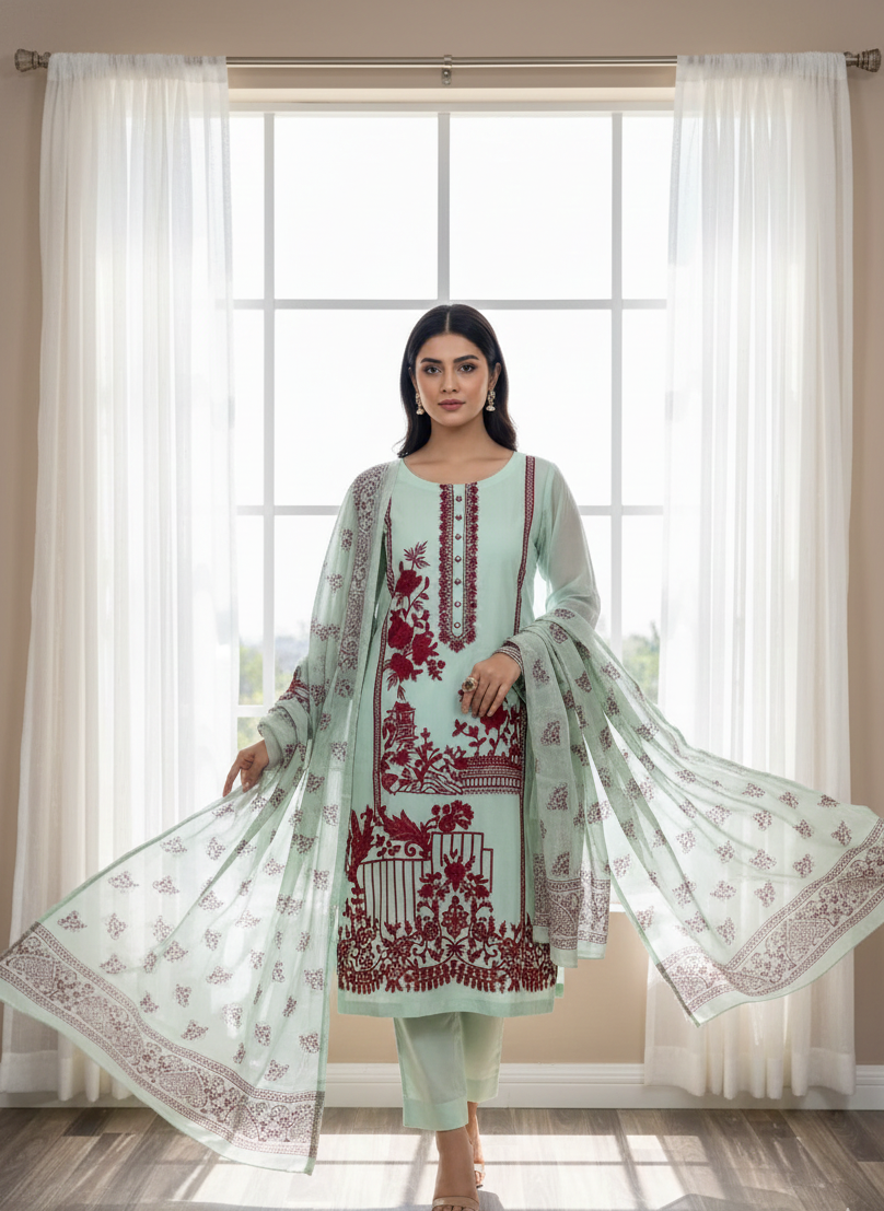 Printed 3pc Khaddar Suit