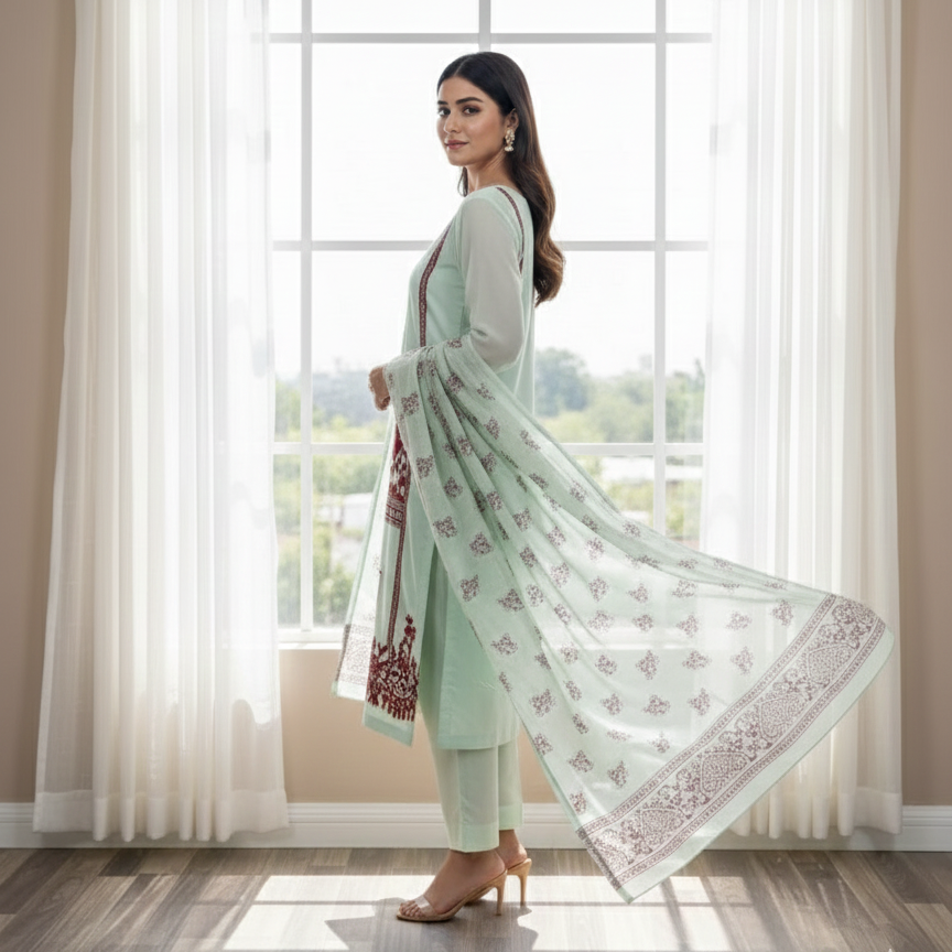 Printed 3pc Khaddar Suit