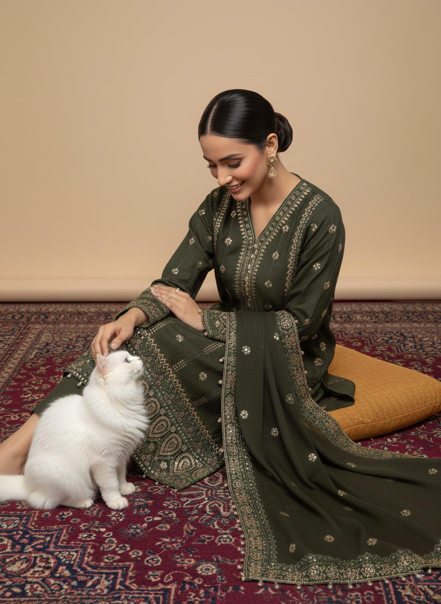 Chic Comfort Unstitched 3-Piece Ladies Suit