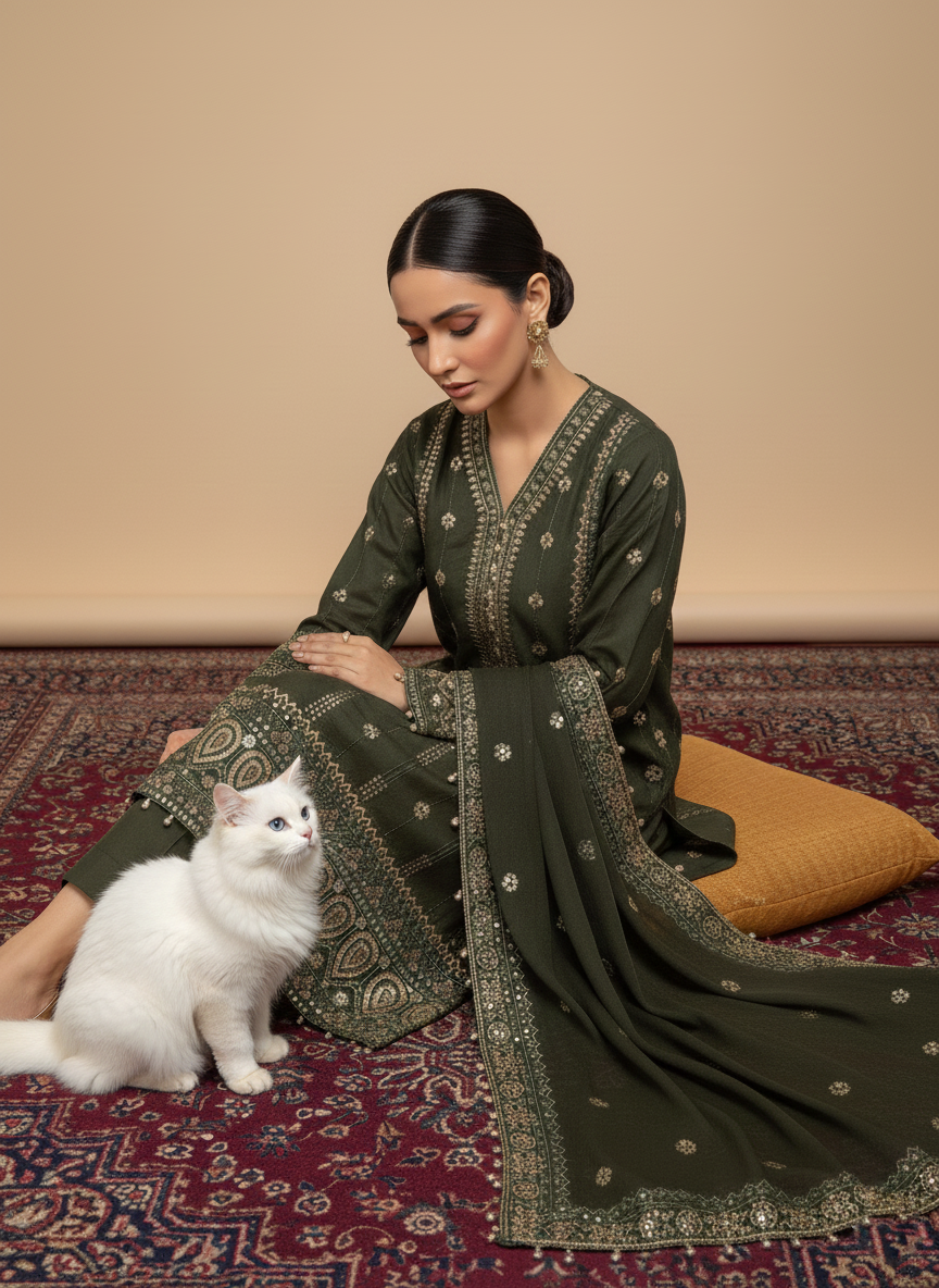 Chic Comfort Unstitched 3-Piece Ladies Suit