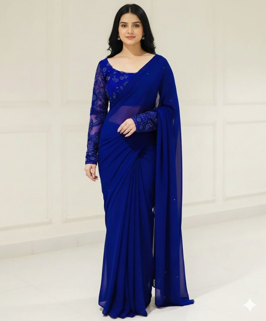 Fancy Sequence Embroidered Saree