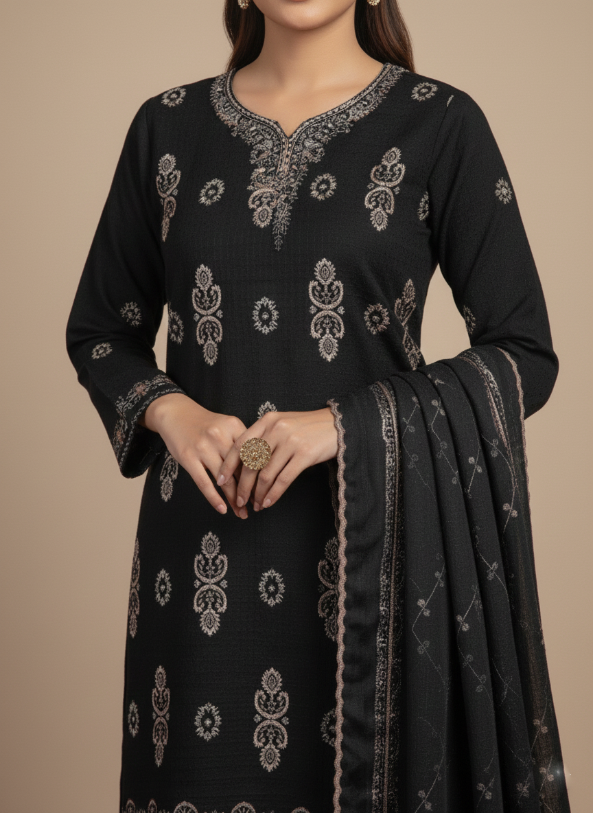 Unstitched Classic Wear Cotton 3-Piece Suit for Women