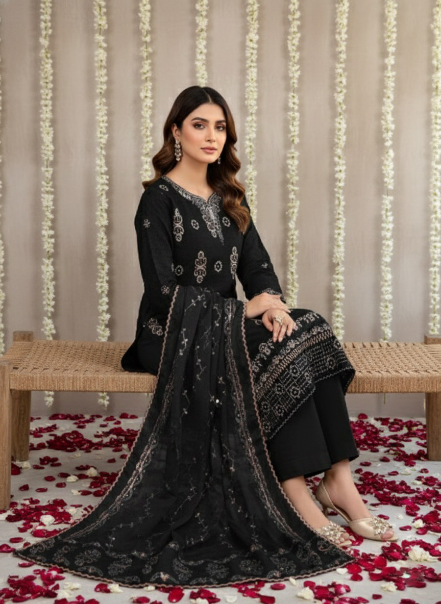 Unstitched Classic Wear Cotton 3-Piece Suit for Women