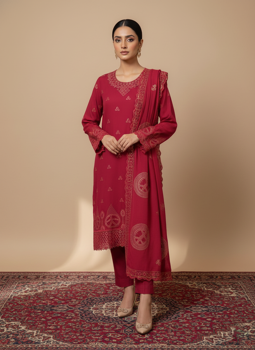 Unstitched Everyday Cotton 3-Piece Ladies Suit