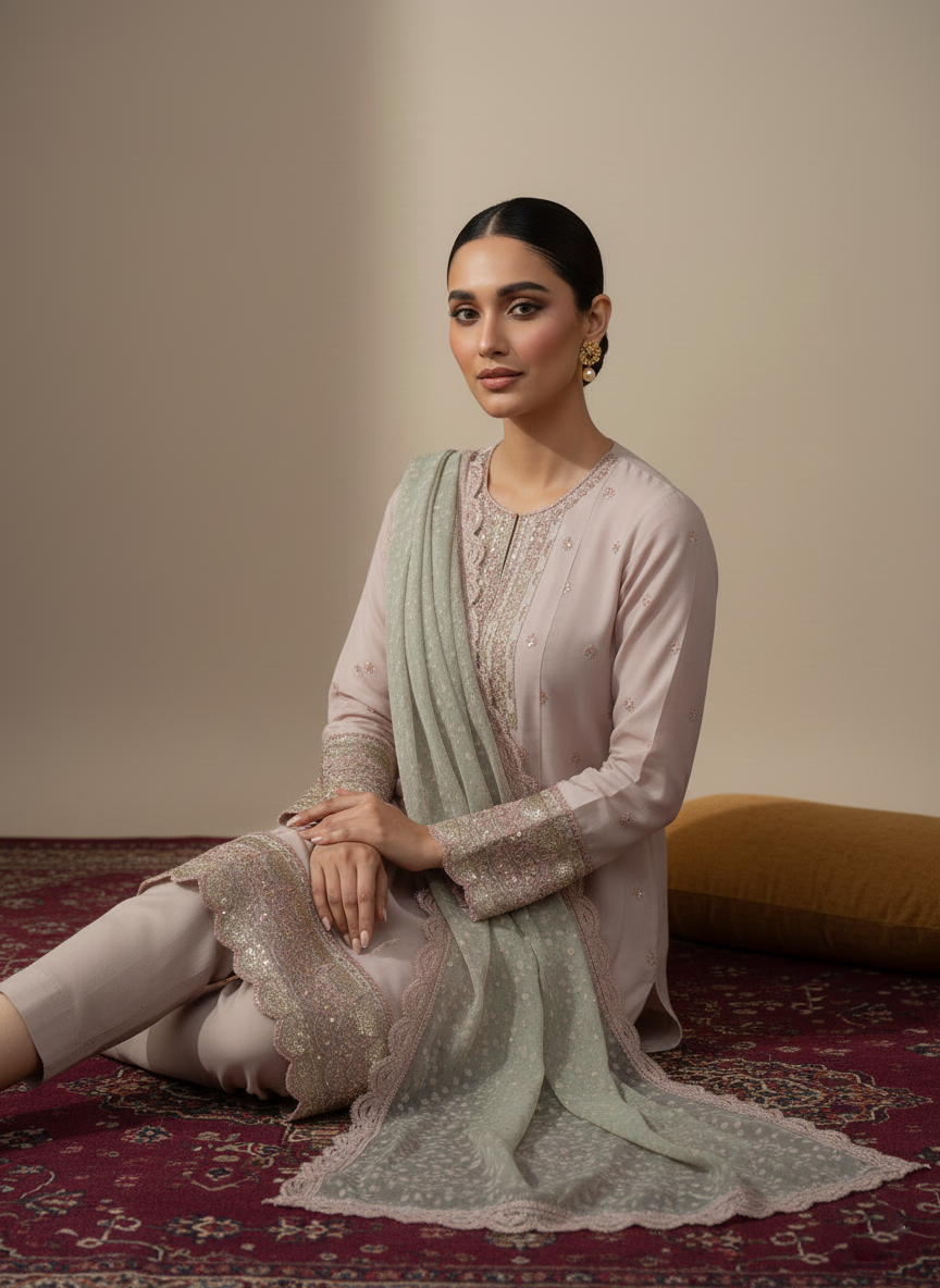 Desi Charm Unstitched 3-Piece Ladies Suit