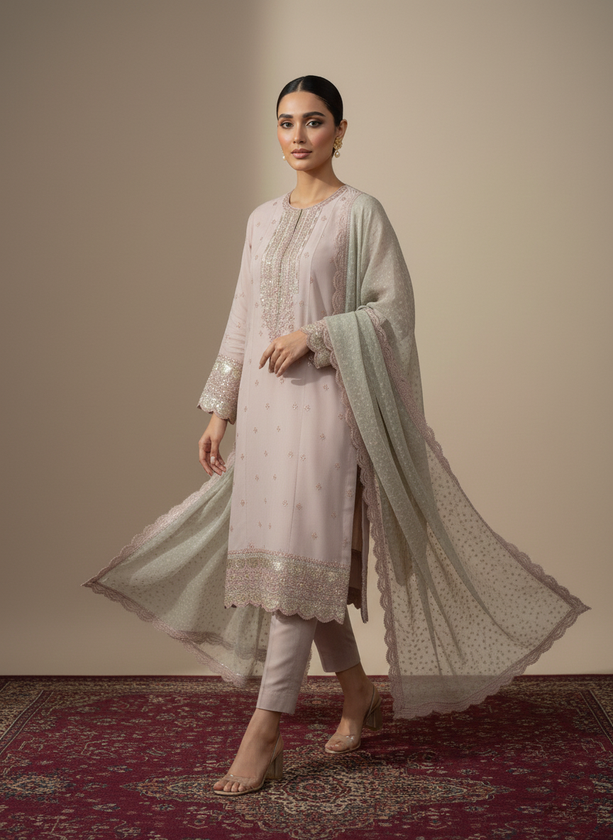 Desi Charm Unstitched 3-Piece Ladies Suit