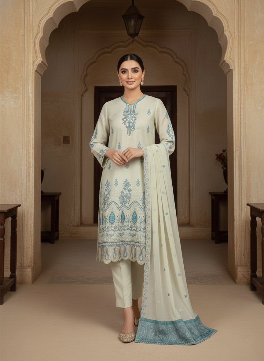 Traditional Desi Unstitched 3-Piece Suit