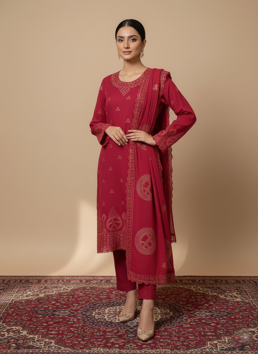 Unstitched Everyday Cotton 3-Piece Ladies Suit