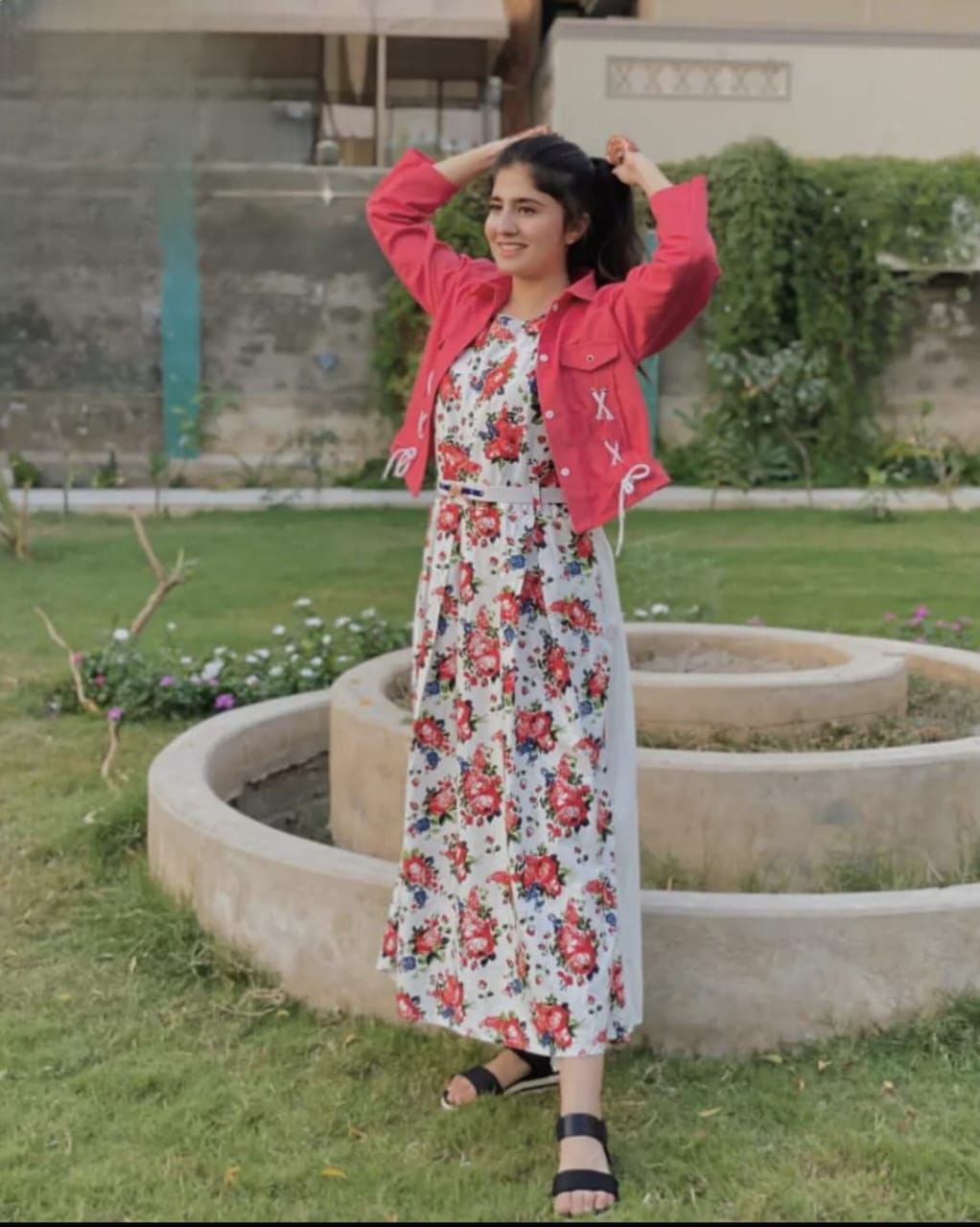 Printed Maxxi and Denim Jacket Combo  Ready-To-Wear