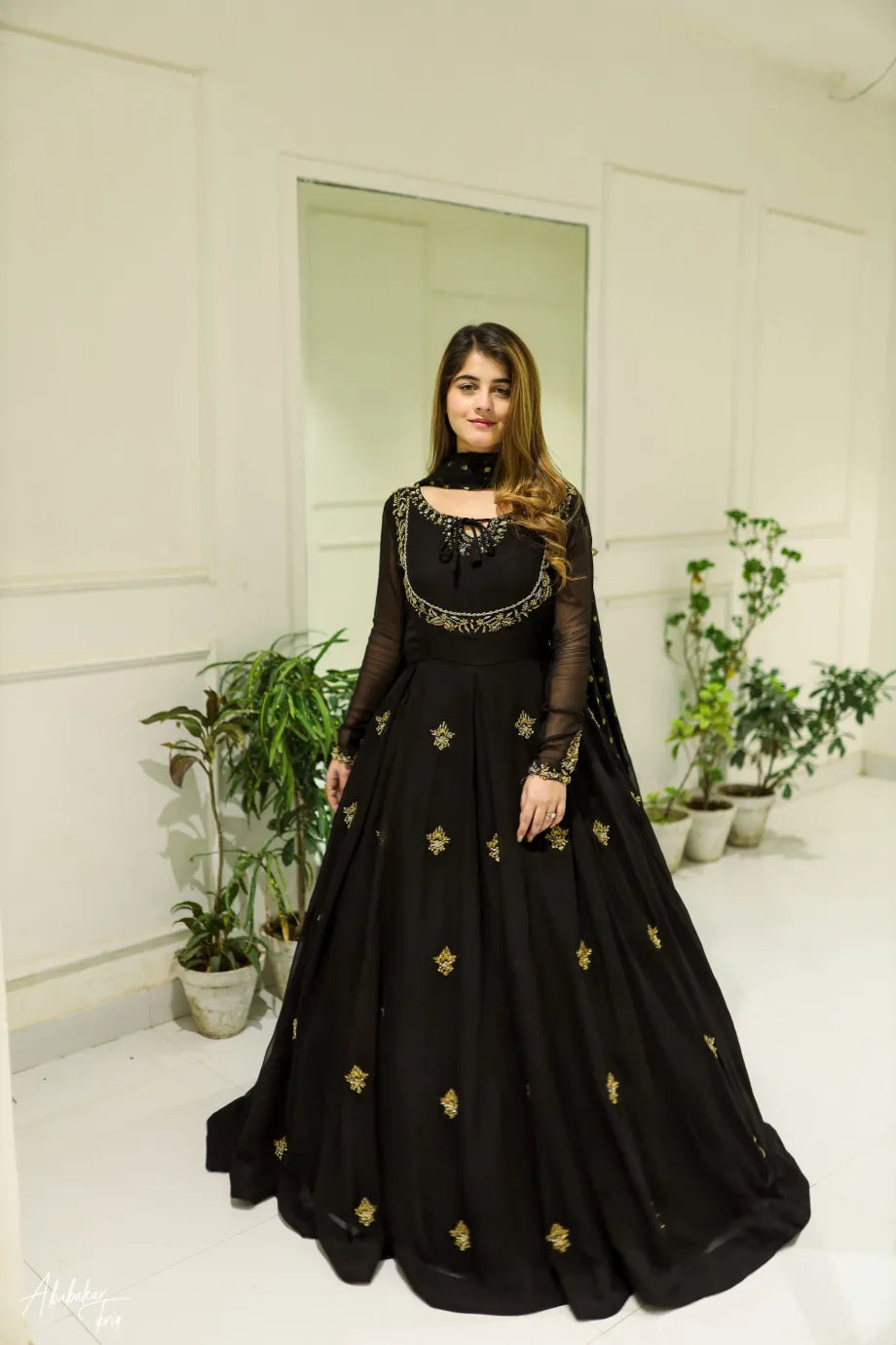 Graceful Embroidered Maxi Dupatta 3-Piece Ensemble