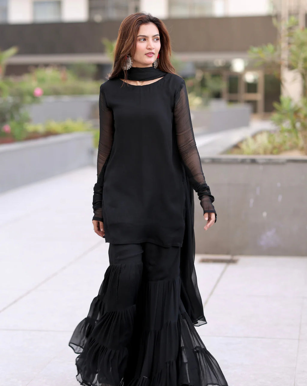 3 Pcs plain chiffon Dress