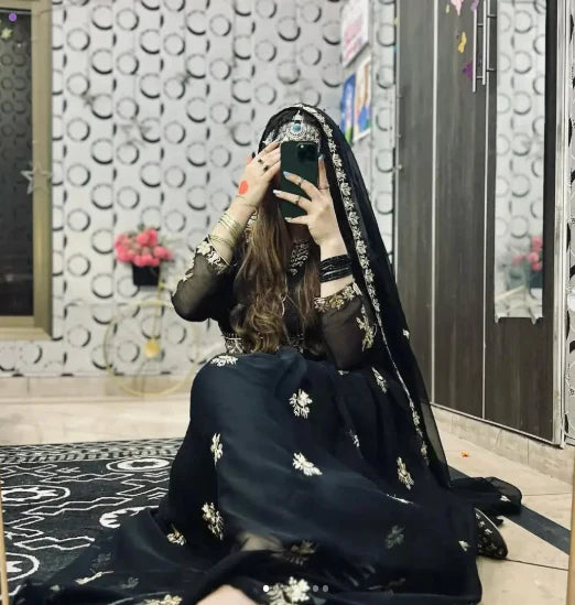 Graceful Embroidered Maxi Dupatta 3-Piece Ensemble