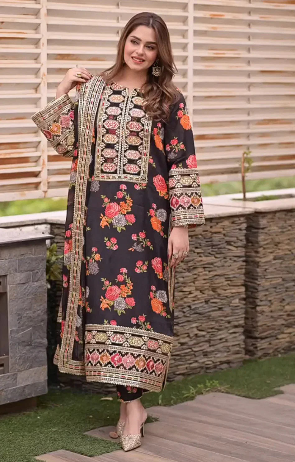Luxury Silk Lawn Embroidered  Collection Digital Printed 3 Piece