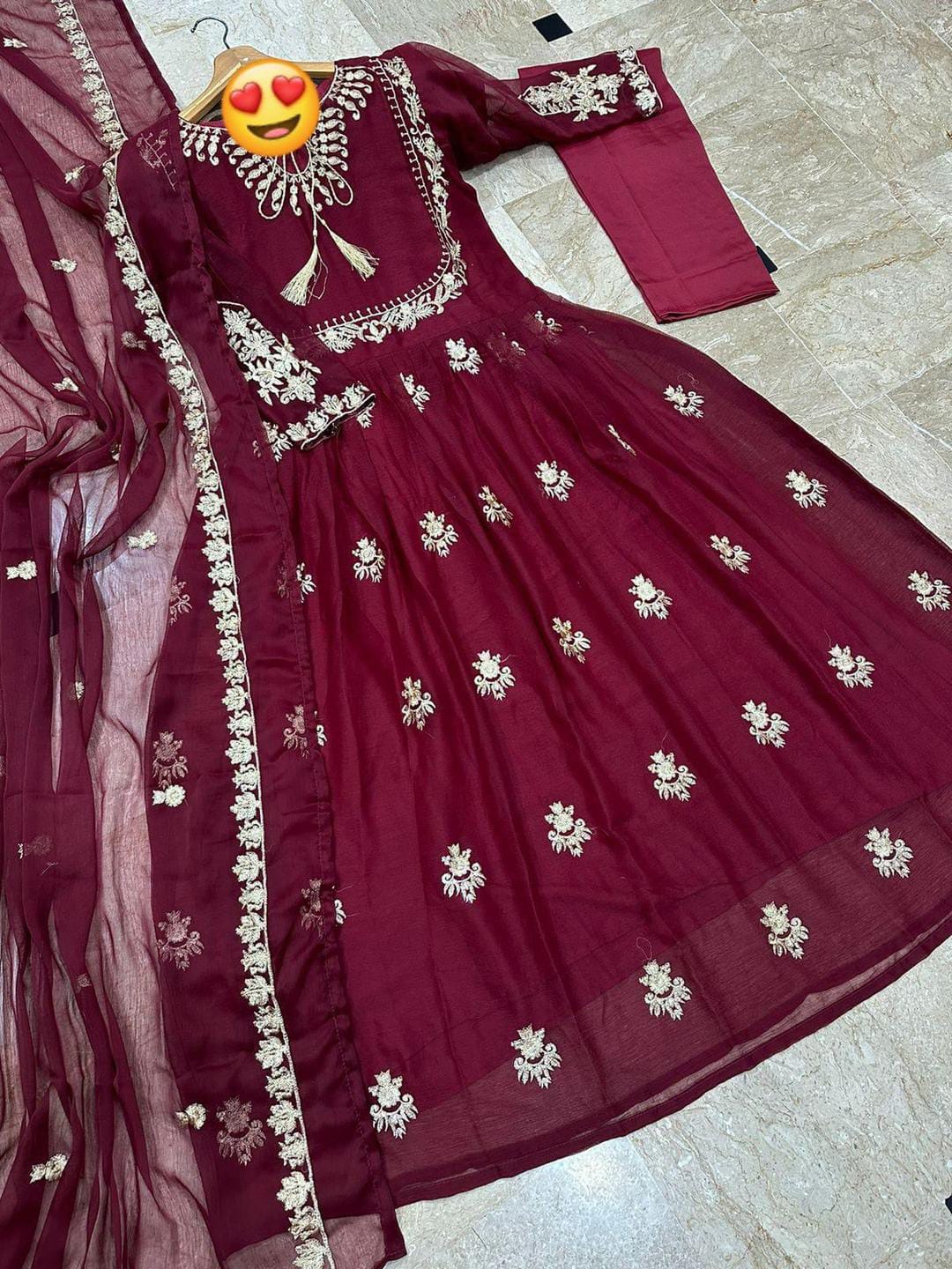 Graceful Embroidered Maxi Dupatta 3-Piece Ensemble