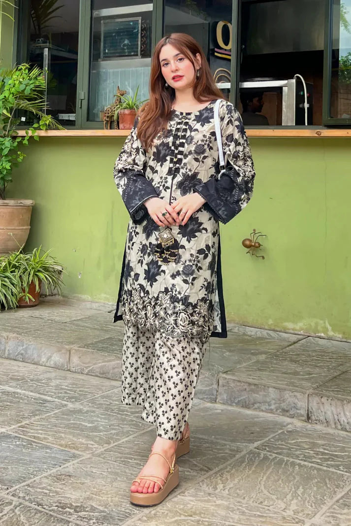 Front And Back Allover Digital Printed Handwork Suit ( 3Pcs )