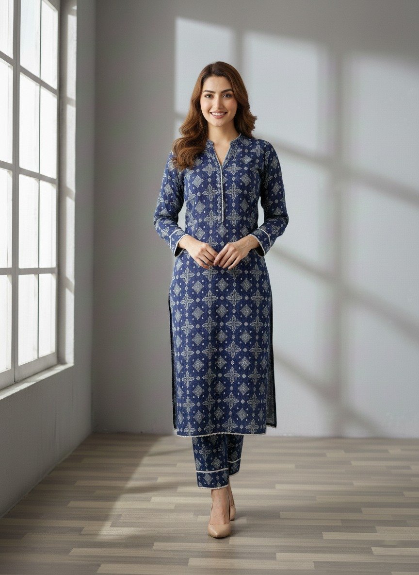 Blue kurta and trouser set ( 2pcs )