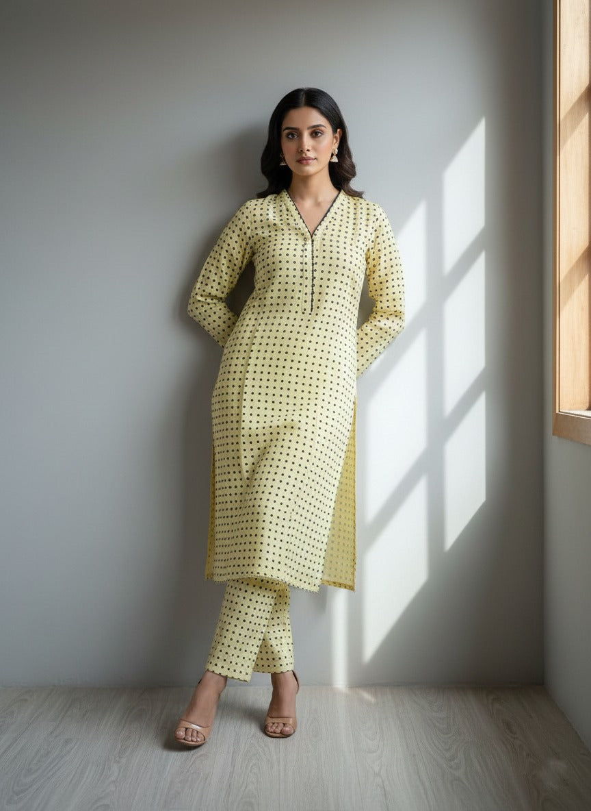 Ready-to-Wear Pastel Yellow Kurta Set