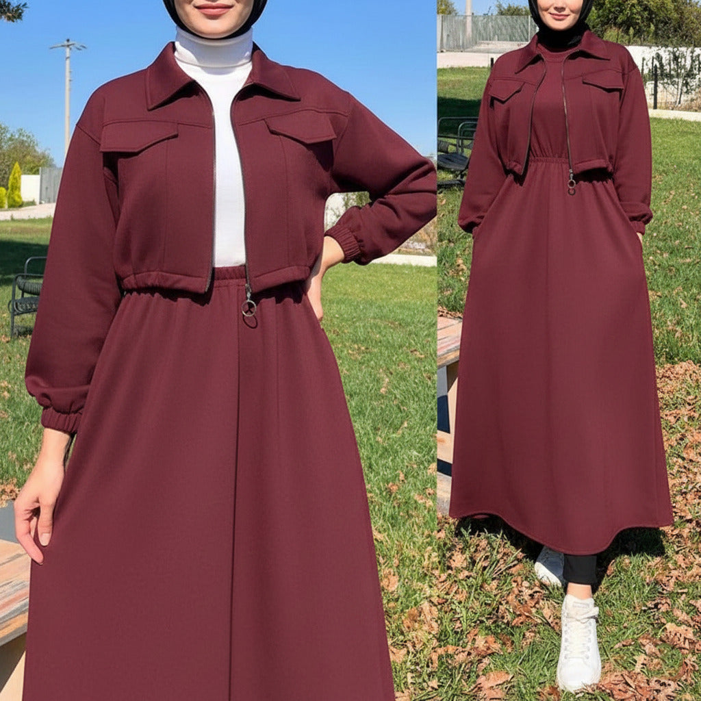 Winter Zipper Coaty 2-Piece – Double Fleece Warm Set | StyleOn Collection