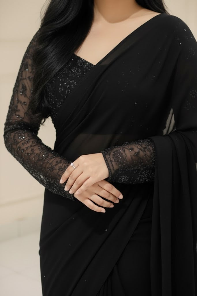 Fancy Sequence Embroidered Saree