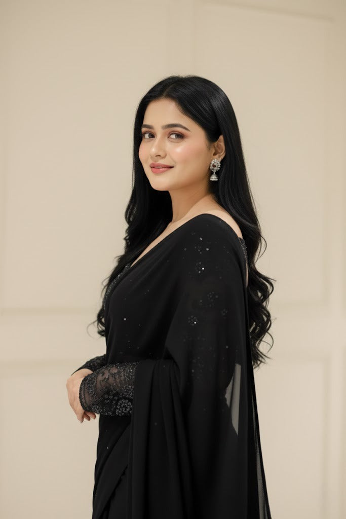 Fancy Sequence Embroidered Saree