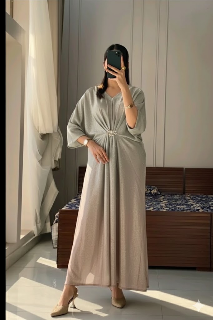 Cut-Dana Embroidered Moonlight Kaftan