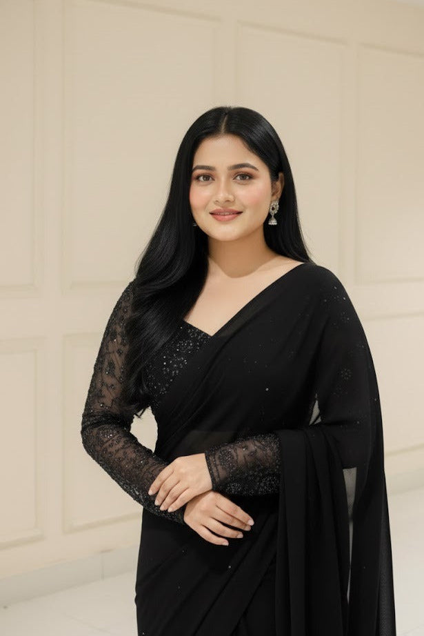 Fancy Sequence Embroidered Saree